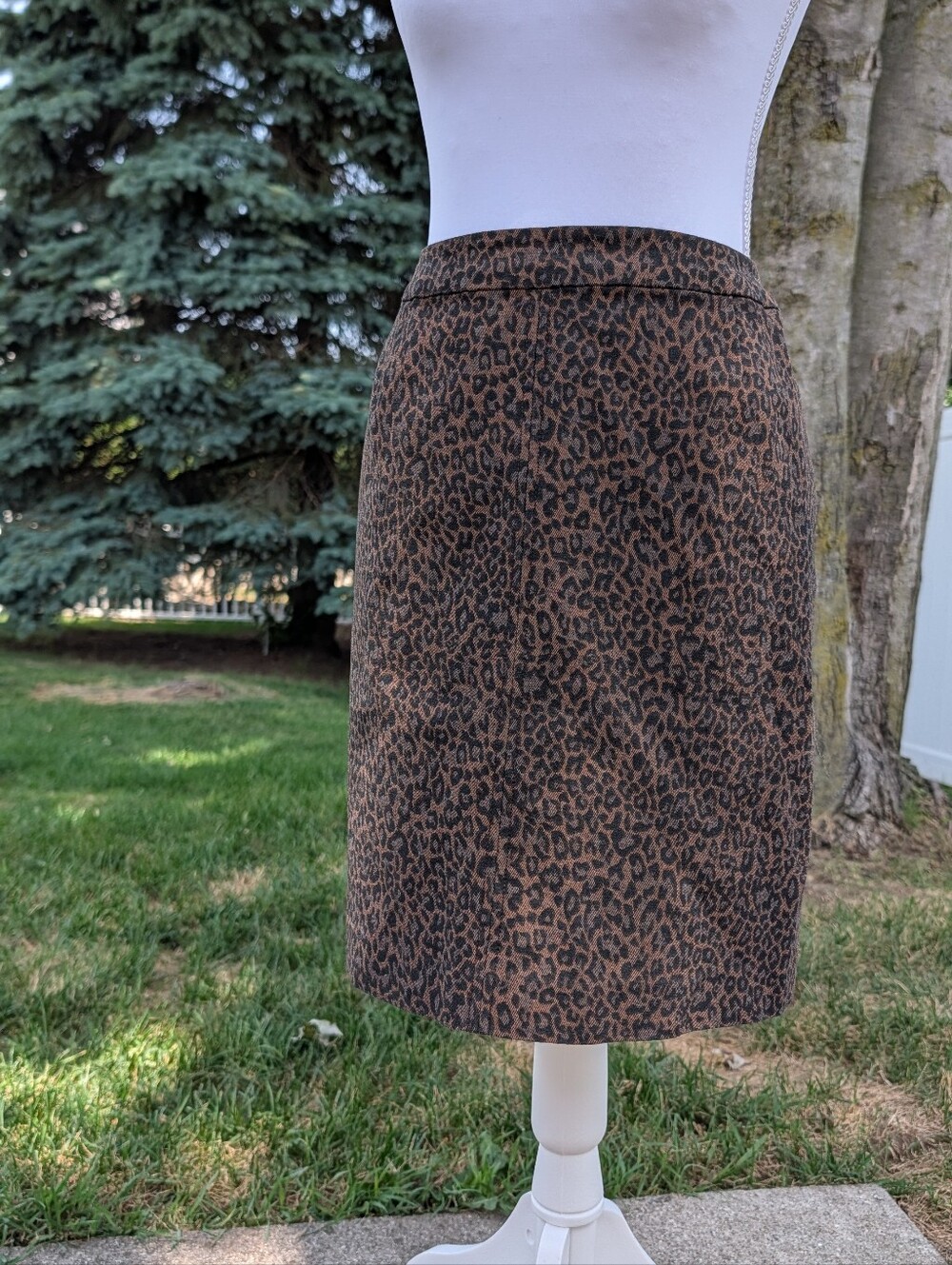 Jean Mini Skirt Cheetah Animal Print Size 10 Retro Black Brown Stretch Pockets